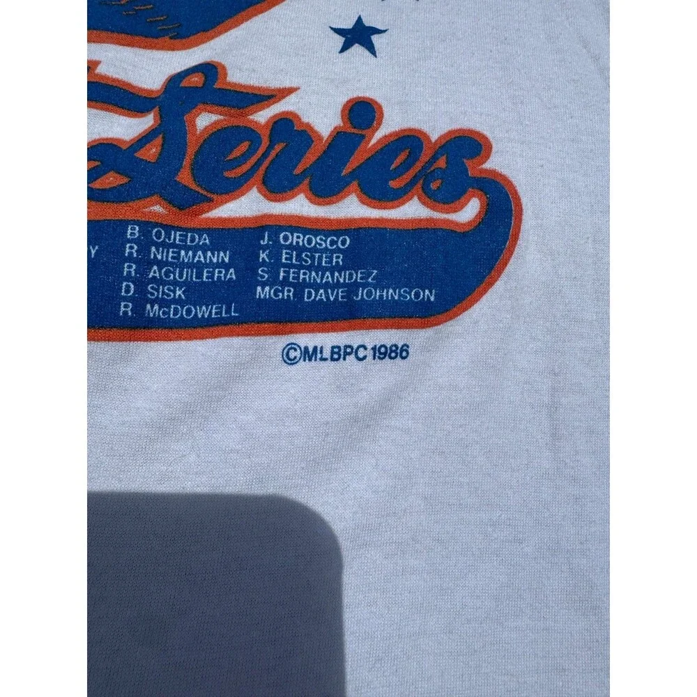 Rare New York Mets Official 1986 World Series Ringer T-shirt youth size medium
